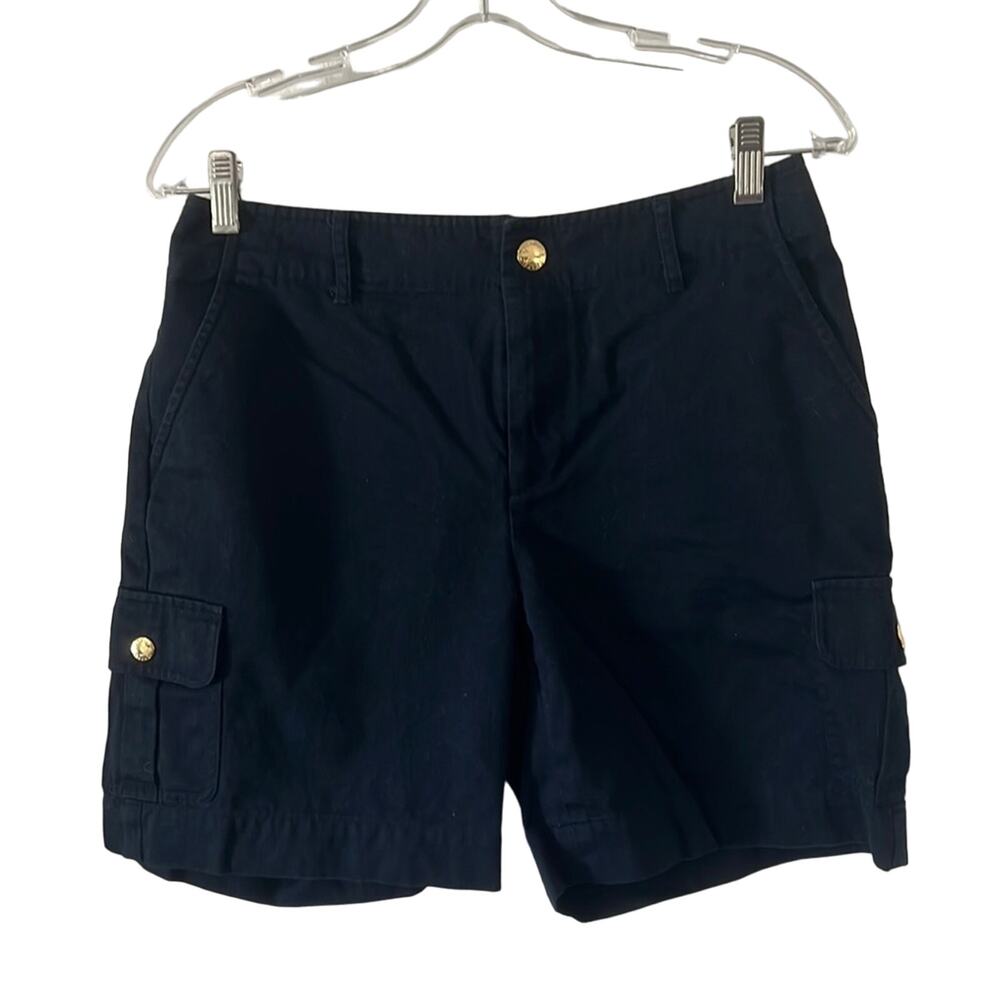 Chaps Dark Navy Blue Cargo Shorts Woman Size 4 Pockets Gorpcore Casual